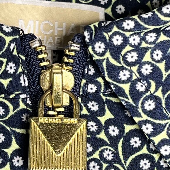 Michael Michael Kors Womens Floral Print Button-Up Blouse size medium NAVY BLUE - Picture 7 of 8